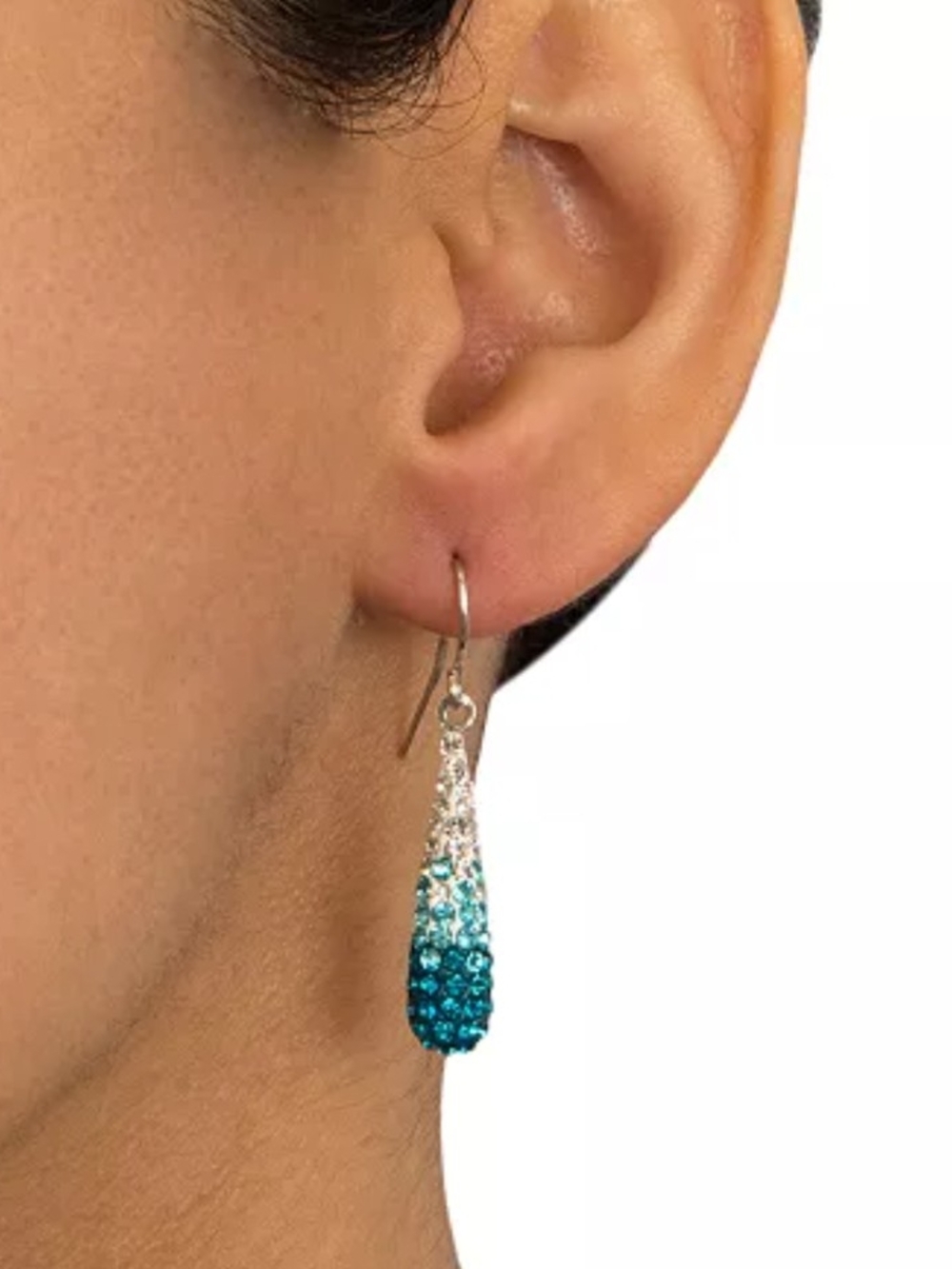 Blue Crystal Teardrop Dangle Earrings - Women's Jewelry